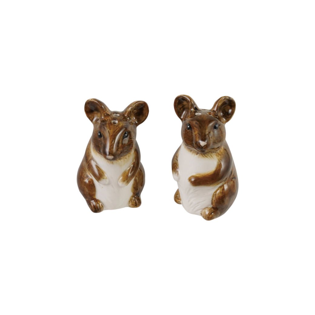 Pair of Hand-Painted Stoneware Mouse Salt & Pepper Shakers - Marmalade Mercantile