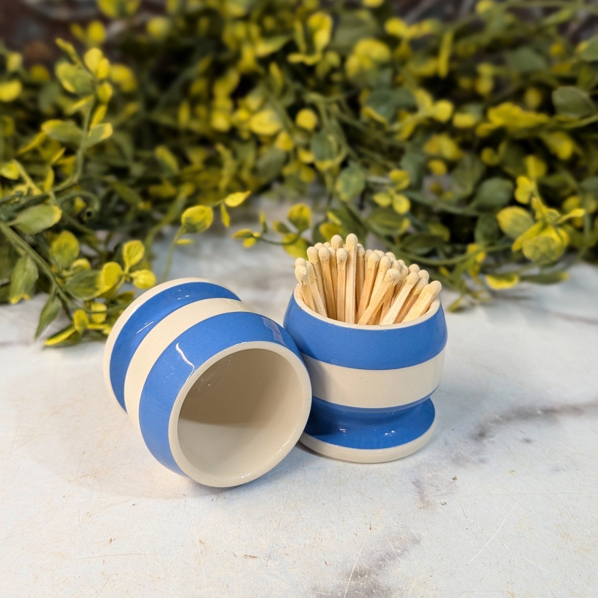 Pair of TG Green English Cornishware Egg Cups - Marmalade Mercantile