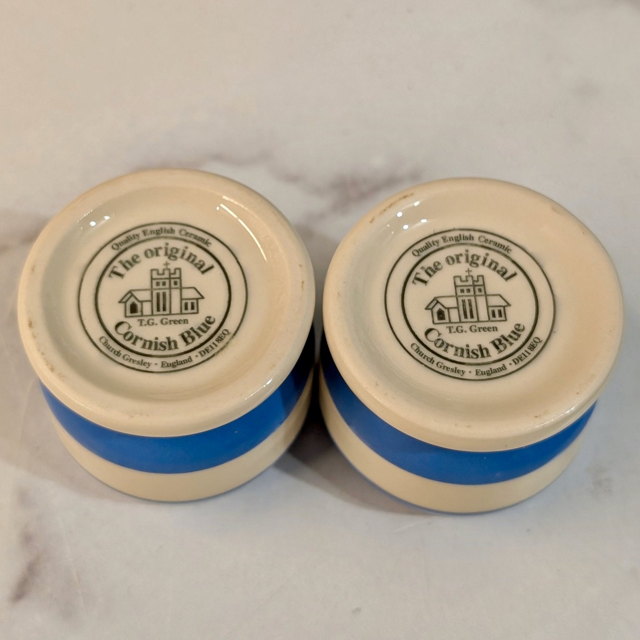 Pair of TG Green English Cornishware Egg Cups - Marmalade Mercantile