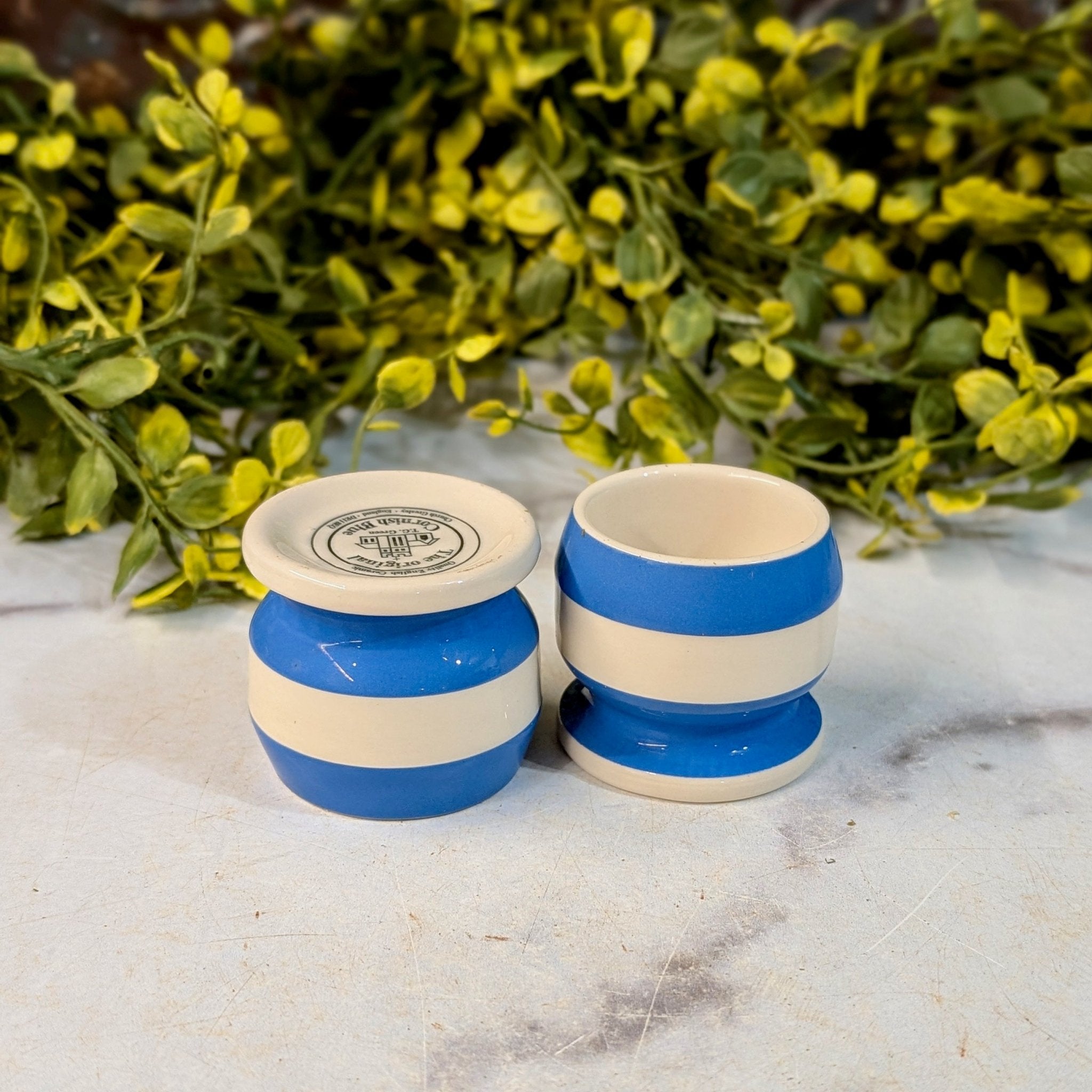 Pair of TG Green English Cornishware Egg Cups - Marmalade Mercantile