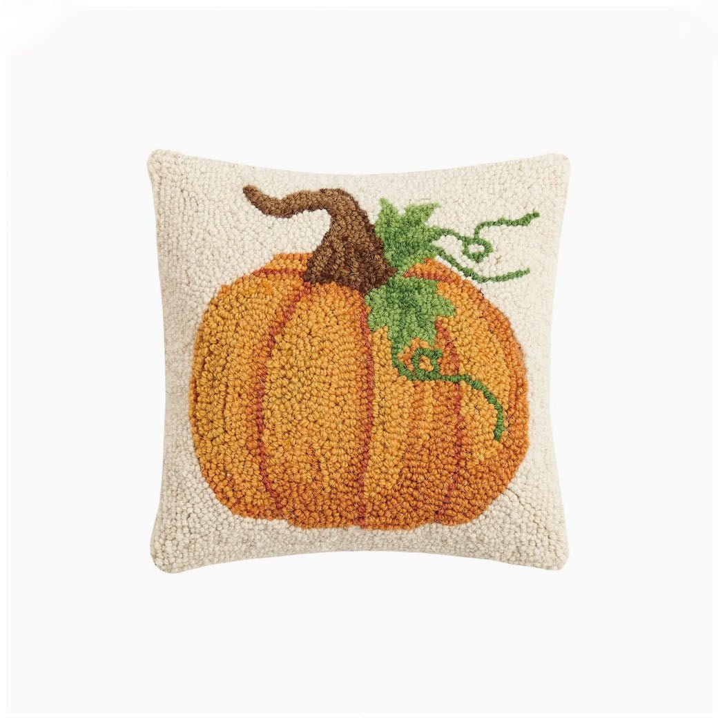 Petite Autumn Pumpkin hooked Rug PIllow - Marmalade Mercantile