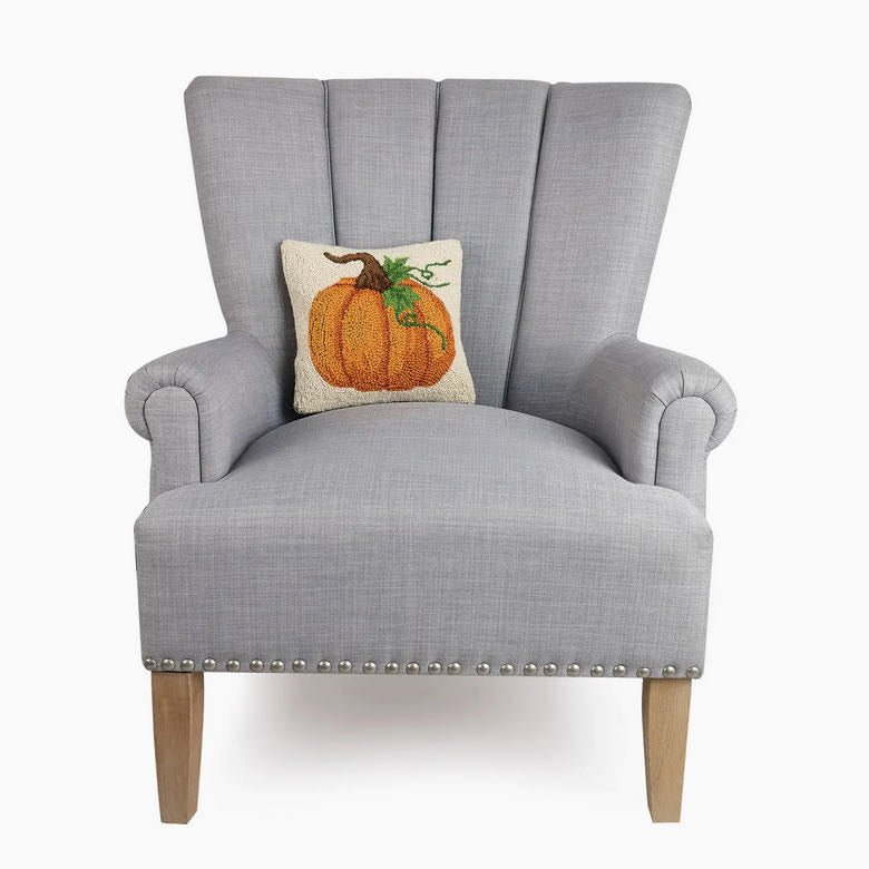 Petite Autumn Pumpkin hooked Rug PIllow - Marmalade Mercantile