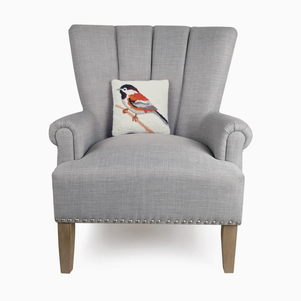 Petite Chickadee Hooked Rug Pillow - Marmalade Mercantile