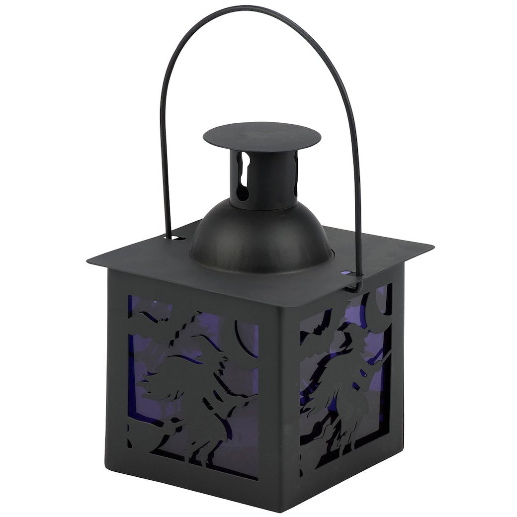 Petite Metal Halloween Tealight Lantern w Flying Witches - Marmalade Mercantile