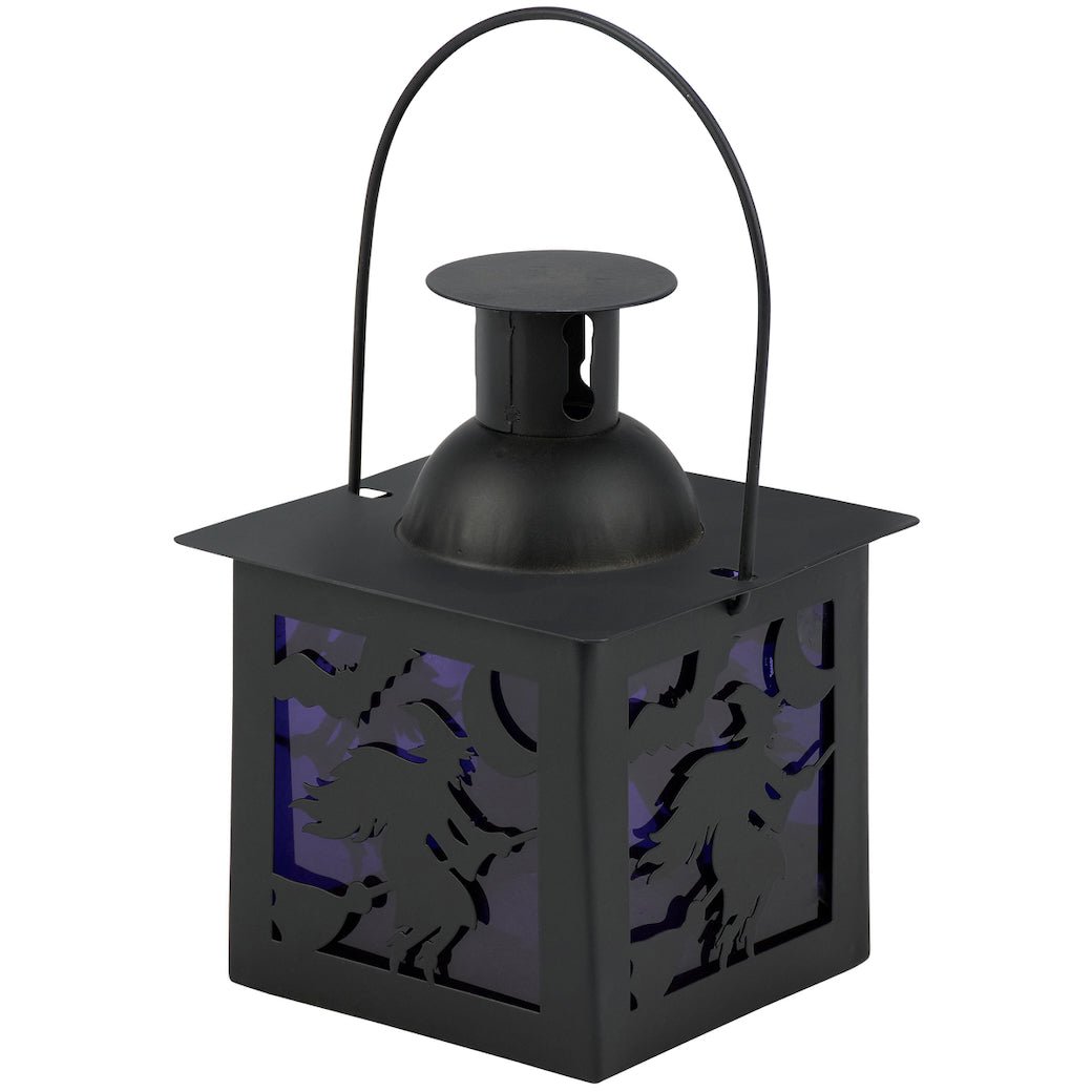 Petite Metal Halloween Tealight Lantern w Flying Witches - Marmalade Mercantile