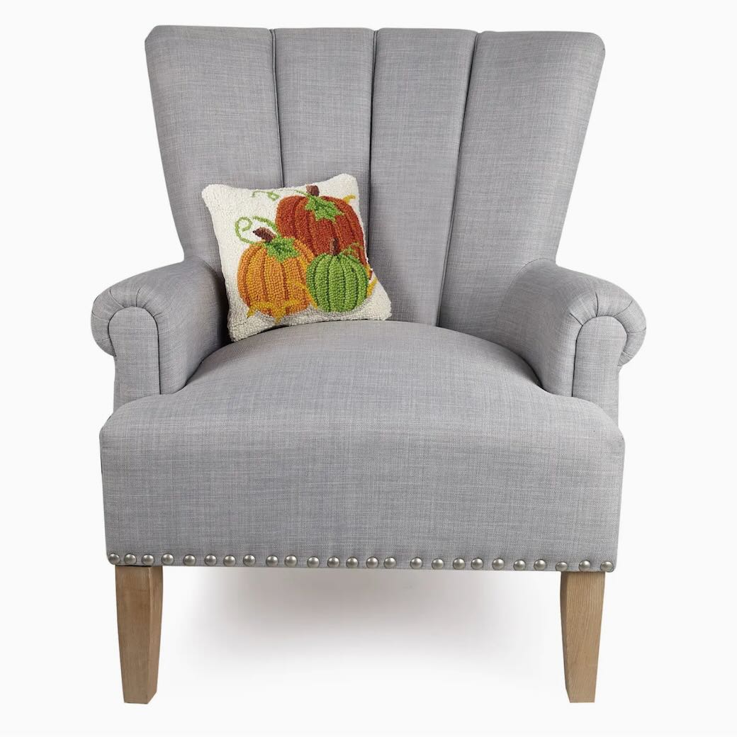 Petite Pumpkin Patch Hooked Rug Pillow - Marmalade Mercantile