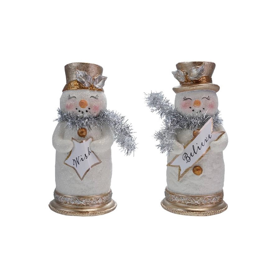 Petite Resin Holiday Snowman with Christmas Wish CHOICE of Style - Marmalade Mercantile