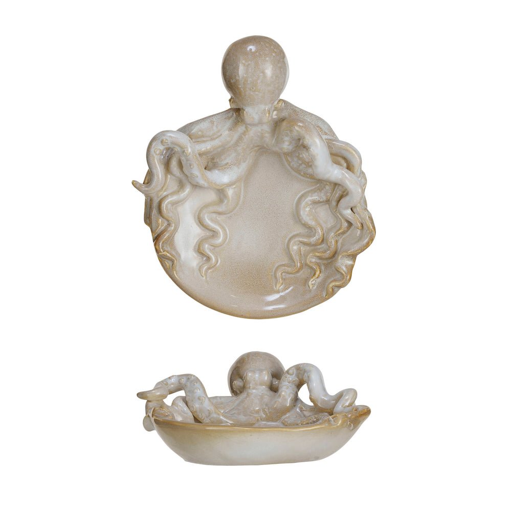 Petite Rustic Stoneware Bowl with Octopus (Each One Will Vary) - Marmalade Mercantile