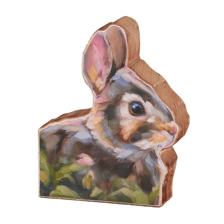 Petite Rustic Wooden Shelf Sitter Cottontail Bunny - Marmalade Mercantile