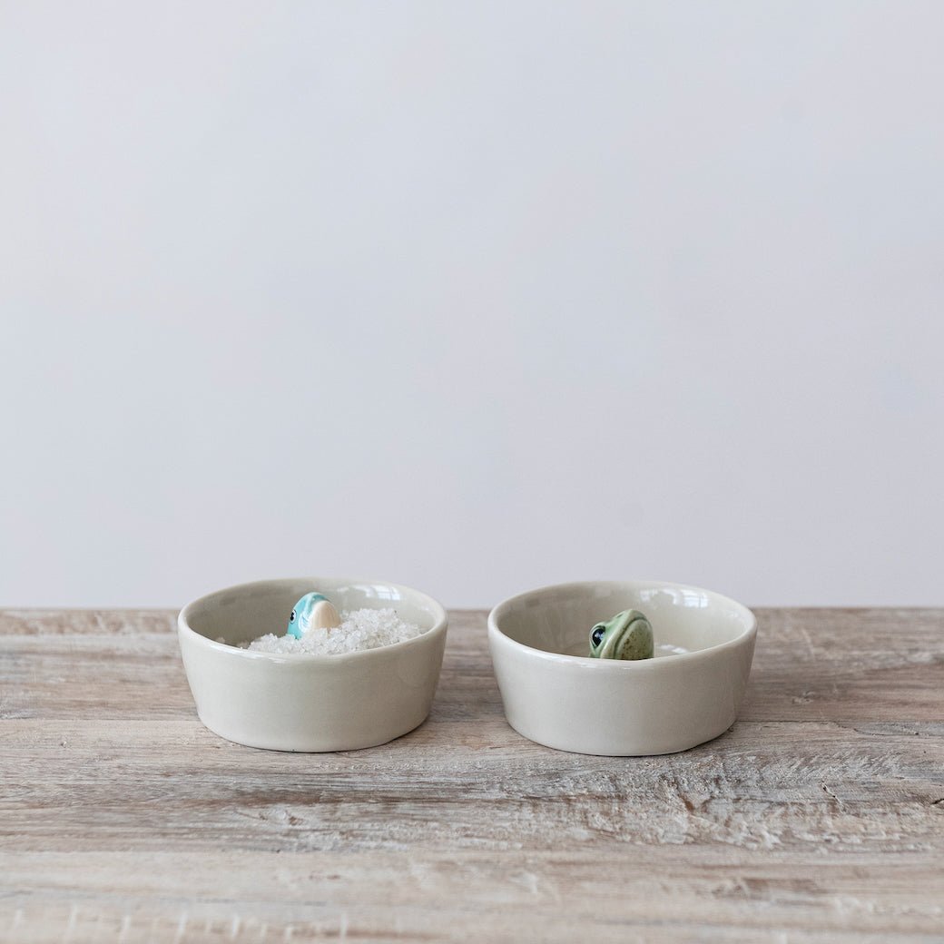 Petite Stoneware Dish with Frog or Fish Inside CHOICE of Styles - Marmalade Mercantile