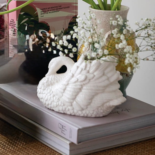 Petite Stoneware Swan Shaped Vase - Marmalade Mercantile