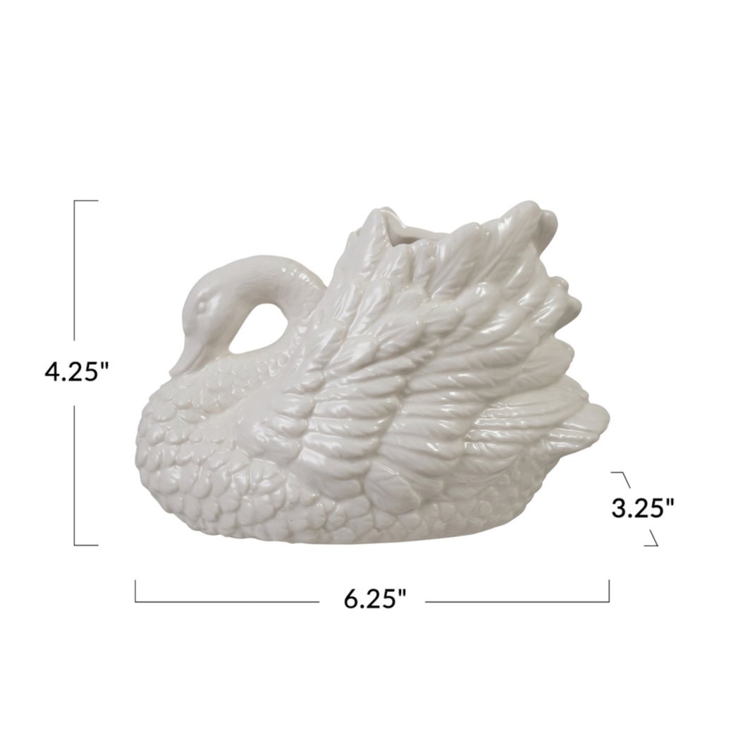 Petite Stoneware Swan Shaped Vase - Marmalade Mercantile
