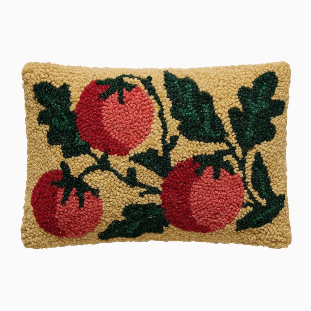 Petite Tomatoes on the Vine Hooked Rug Pillow - Marmalade Mercantile