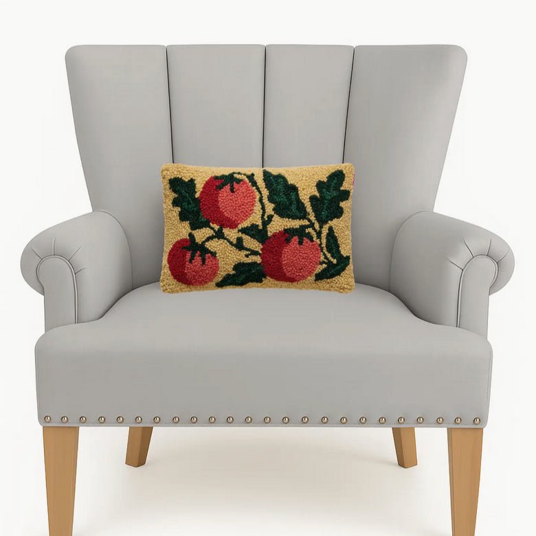 Petite Tomatoes on the Vine Hooked Rug Pillow - Marmalade Mercantile