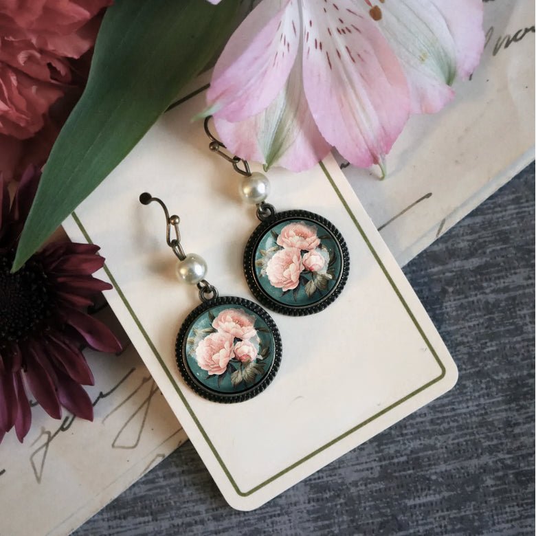 Pink Peony Earrings for Pierced Ears - Marmalade Mercantile