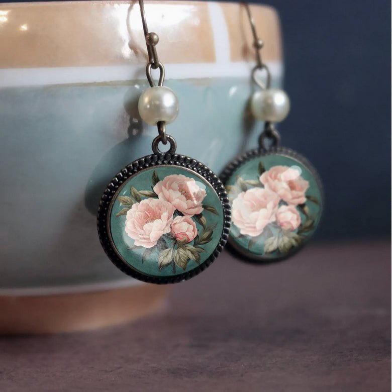 Pink Peony Earrings for Pierced Ears - Marmalade Mercantile