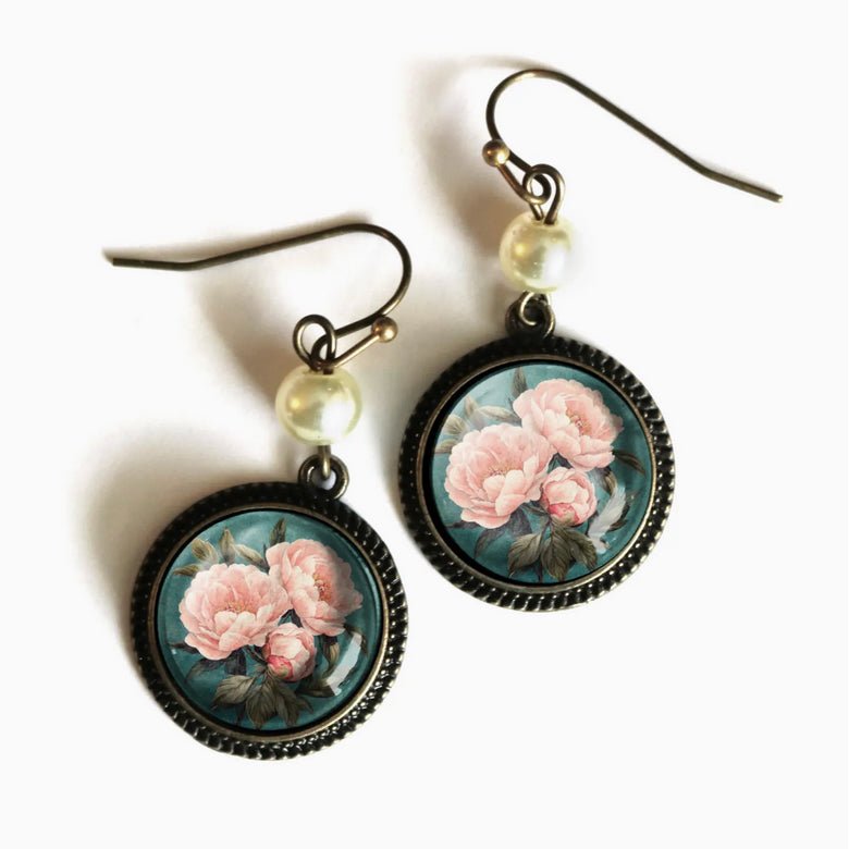 Pink Peony Earrings for Pierced Ears - Marmalade Mercantile