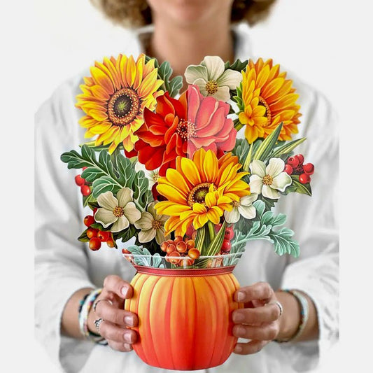 Pumpkin Harvest 3-D Life-Sized Pop Up Bouquet Greeting Card - Marmalade Mercantile