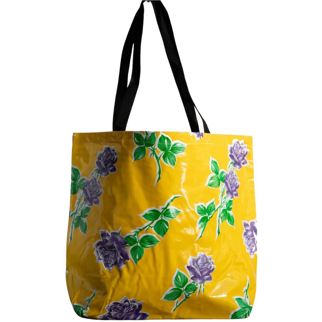 Purple Havana Rose on Yellow Oilcloth Large Market Tote - Marmalade Mercantile