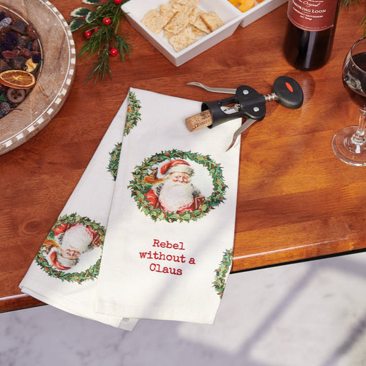 Rebel Without a Claus Christmas Kitchen Towel - Marmalade Mercantile