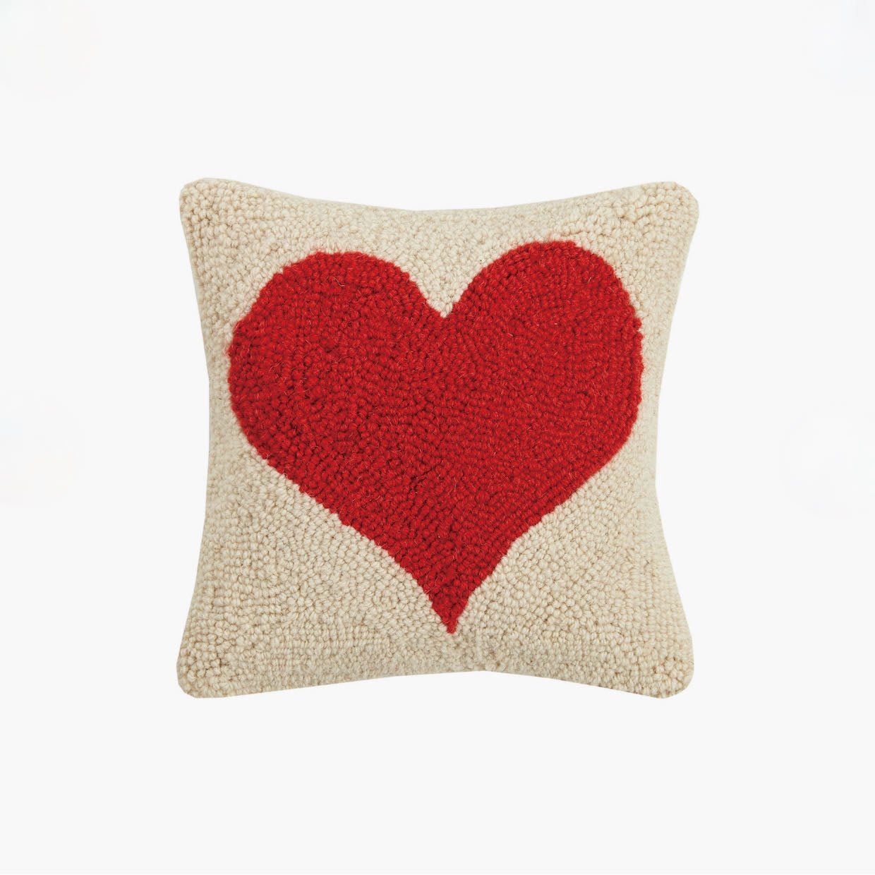 Red Heart Romantic Valentine Hooked Rug Pillow - Marmalade Mercantile