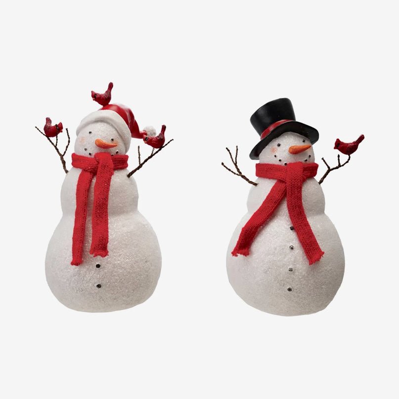 Resin Snowman Figure with Cardinal CHOICE of Styles - Marmalade Mercantile