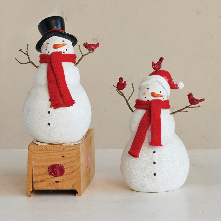 Resin Snowman Figure with Cardinal CHOICE of Styles - Marmalade Mercantile