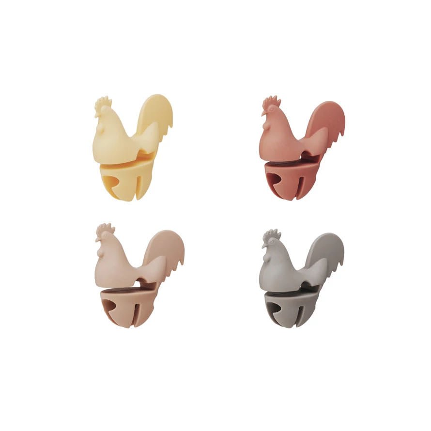 Rooster - Shaped Silicone Lid/Spoon Holder CHOICE of Four Colors - Marmalade Mercantile