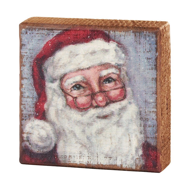 Rustic Woden Block Sign Merry Santa Claus - Marmalade Mercantile