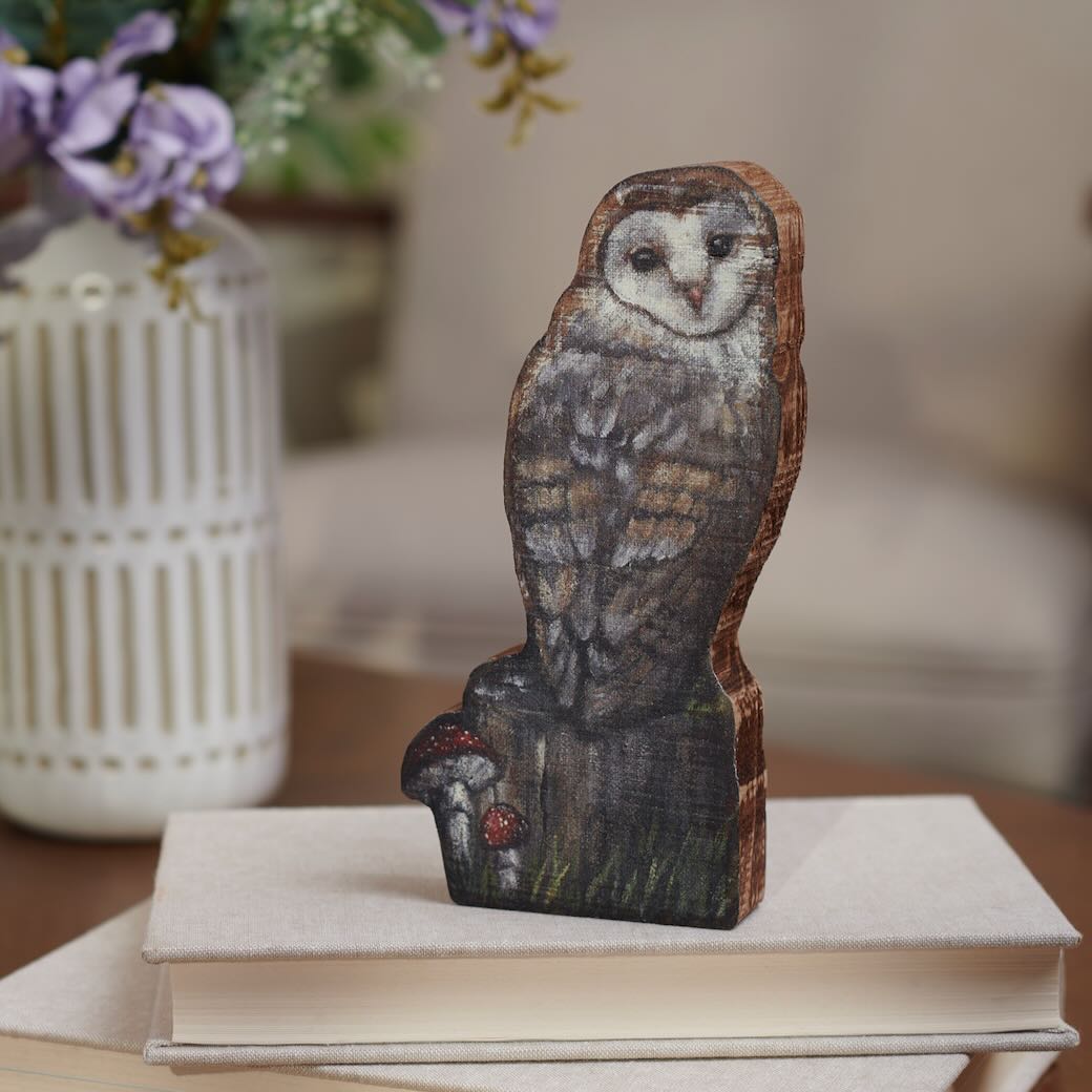 Rustic Wooden Woodland Owl Chunky Shelf Sitter - Marmalade Mercantile