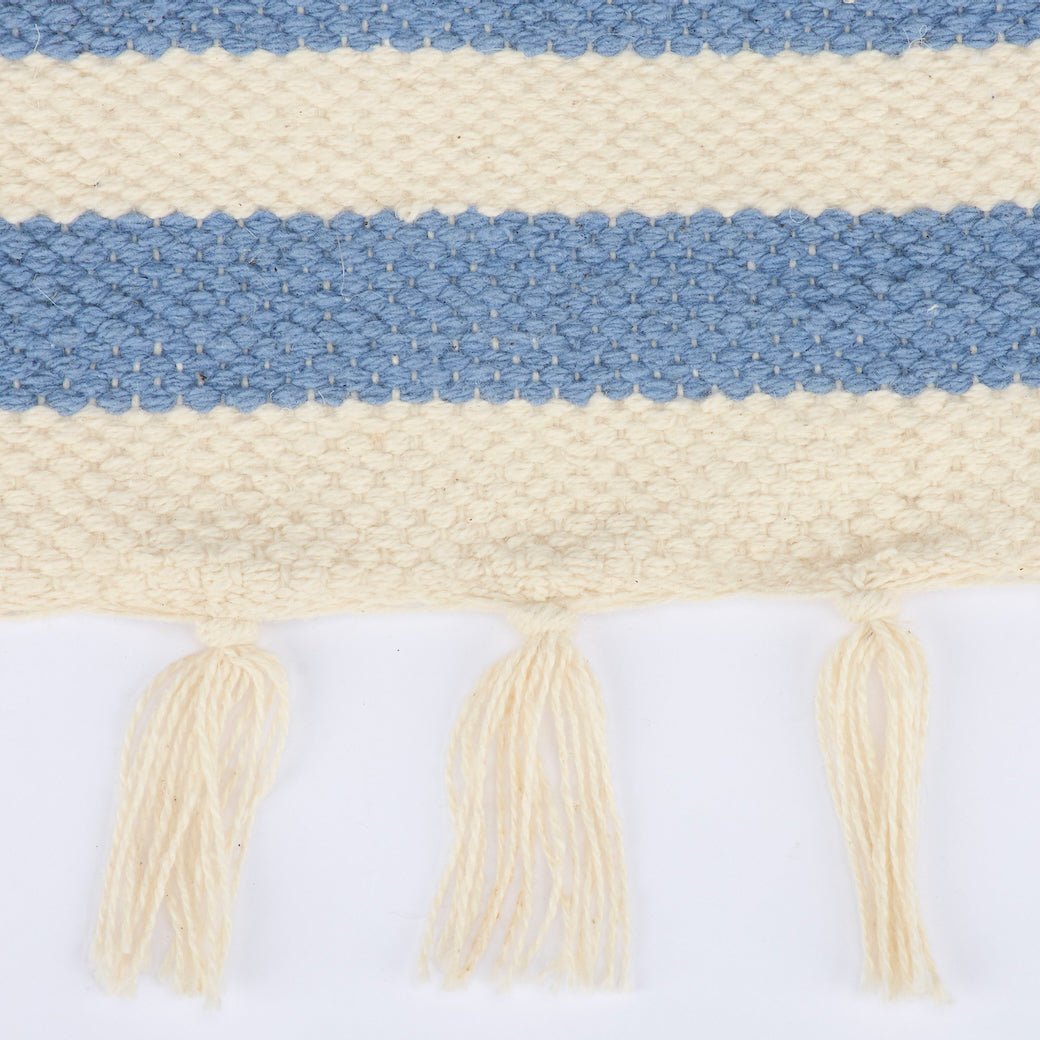 Rustic Woven Ocean Blue Striped Table Runner - Marmalade Mercantile