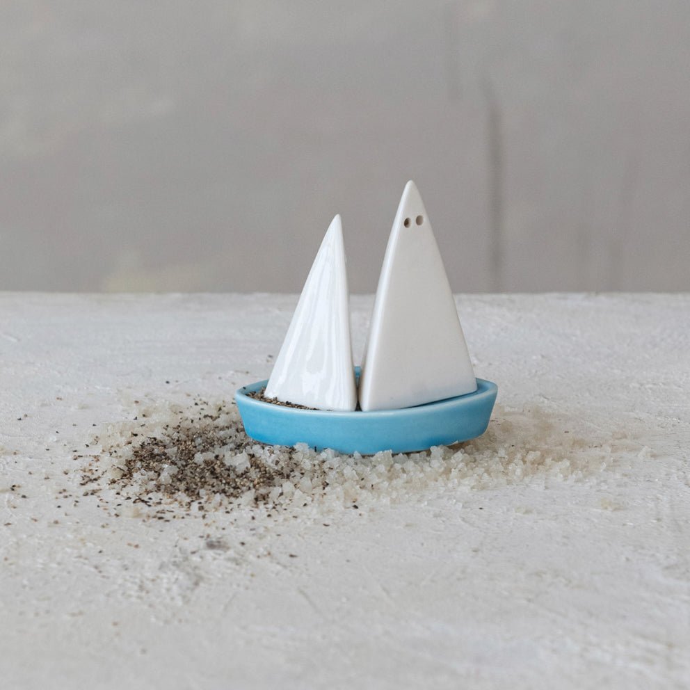 Sailboat Shaped Salt & Pepper Shaker Set - Marmalade Mercantile