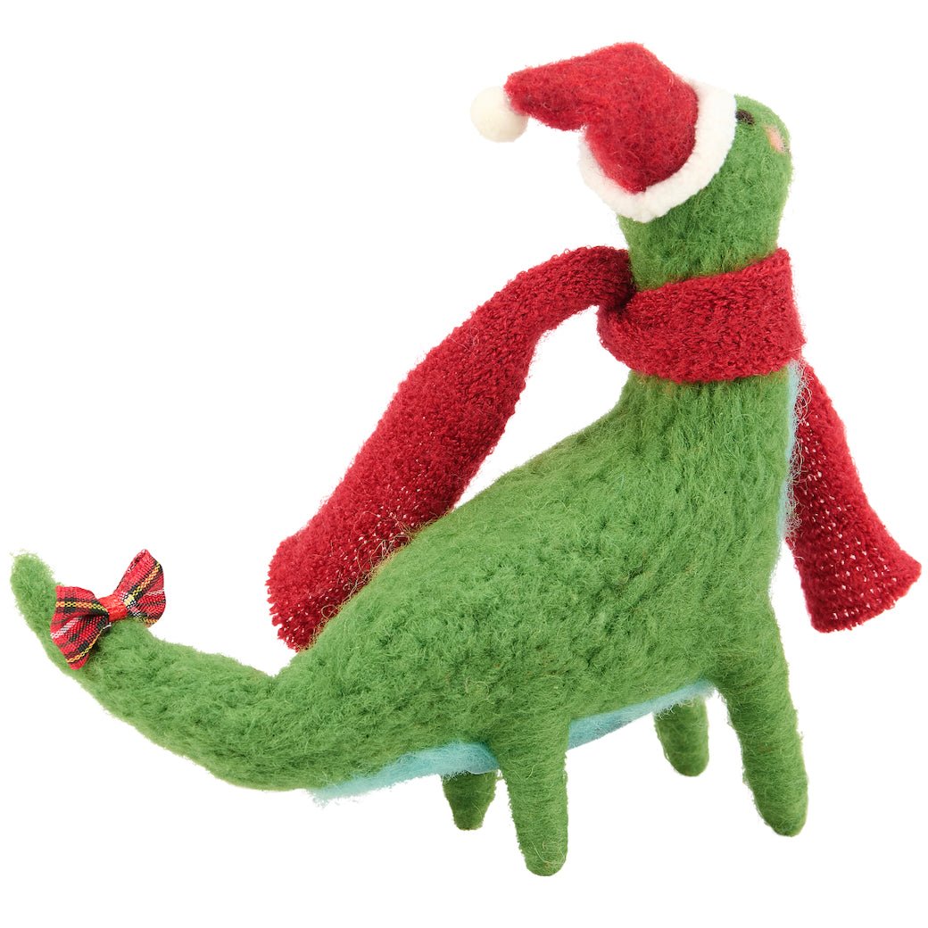 Santa Brontosaurus Felt Dinosaur Christmas Critter - Marmalade Mercantile