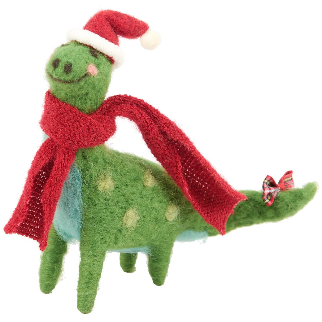 Santa Brontosaurus Felt Dinosaur Christmas Critter - Marmalade Mercantile