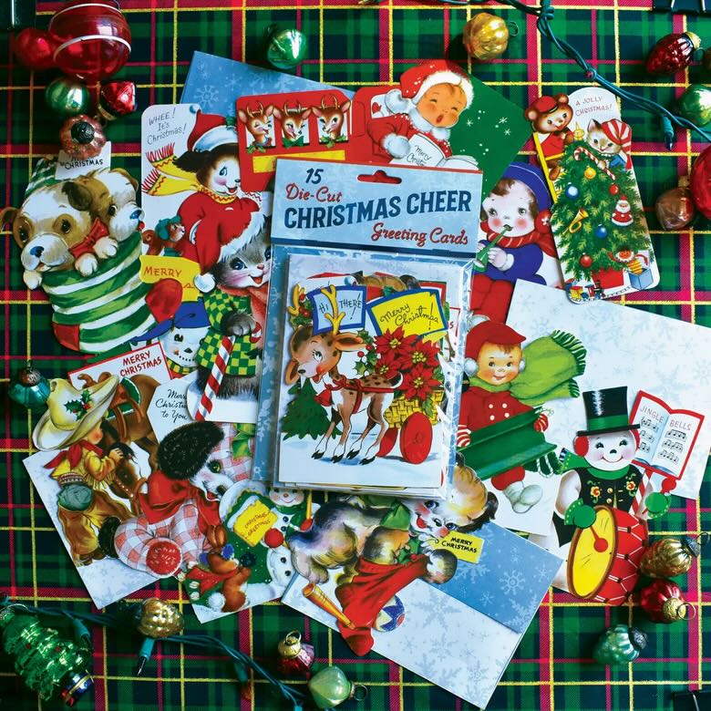 Set of 15 Die Cut Vintage - Style Children’s Die Cut Christmas Cards - Christmas Cheer - Marmalade Mercantile