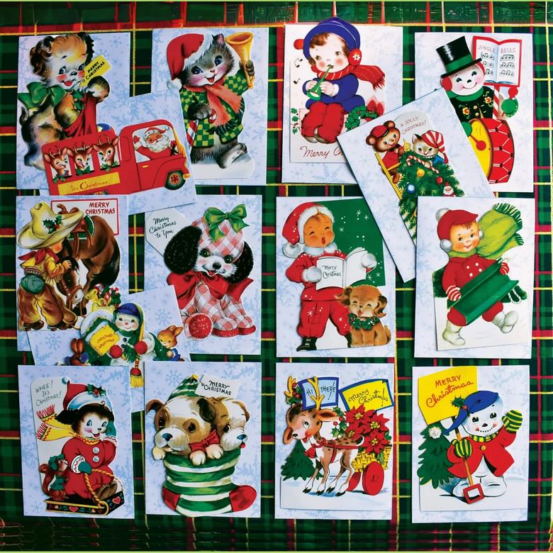 Set of 15 Die Cut Vintage - Style Children’s Die Cut Christmas Cards - Christmas Cheer - Marmalade Mercantile