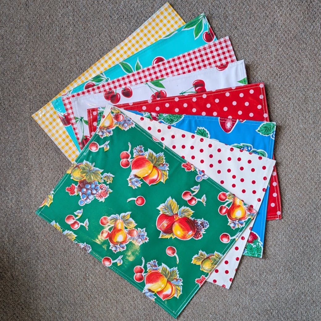 Set of 2 Reversible Oilcloth Place Mats - CHOICE of Style - Marmalade Mercantile