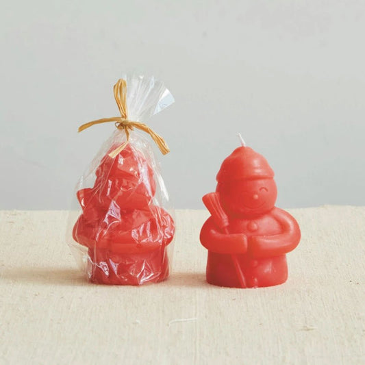 Set of 3 Petite Snowman Shaped Unscented Holiday Candles - WATERMELON - Marmalade Mercantile