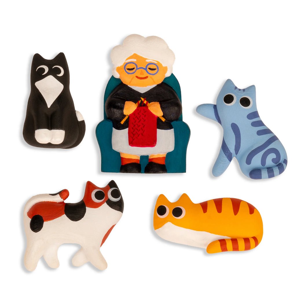 Set of Five Cat Lady Magnets - Marmalade Mercantile