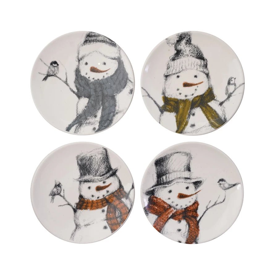 Set of Four 8" Snowman Salad/Dessert Plates - Marmalade Mercantile