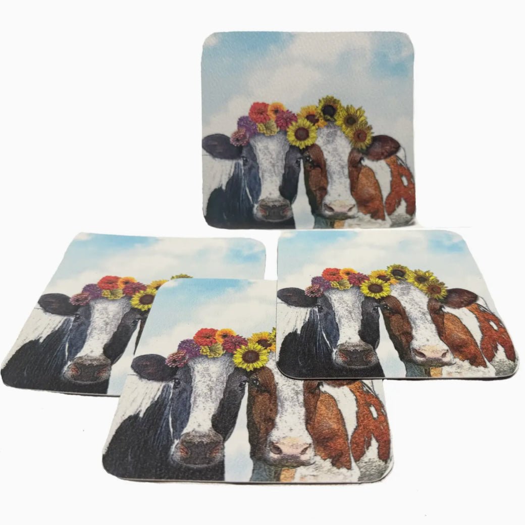 Set of Four Fanciful Cows Drink Coasters - Marmalade Mercantile