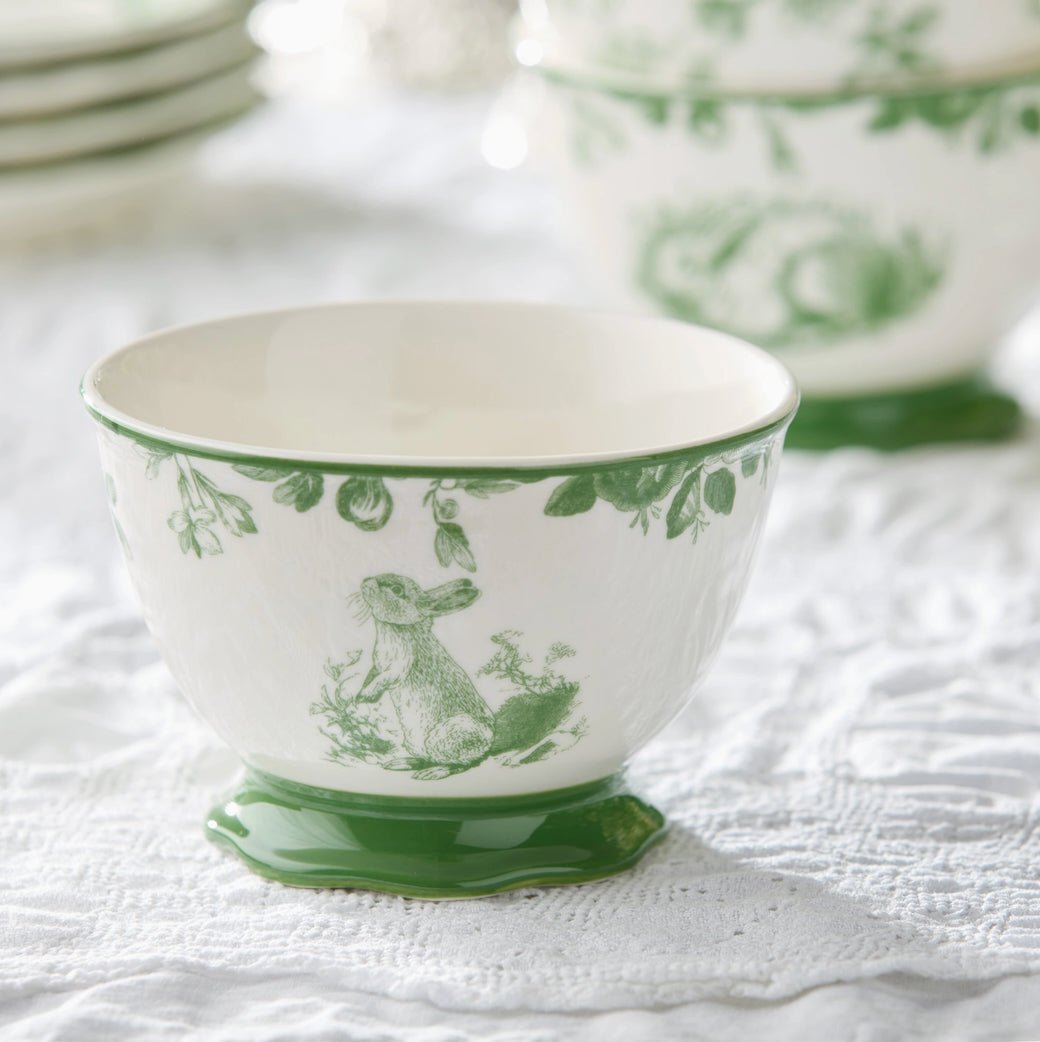 Set of Four Le Jardin Green Garden Bunny Ice Cream Bowls - Marmalade Mercantile
