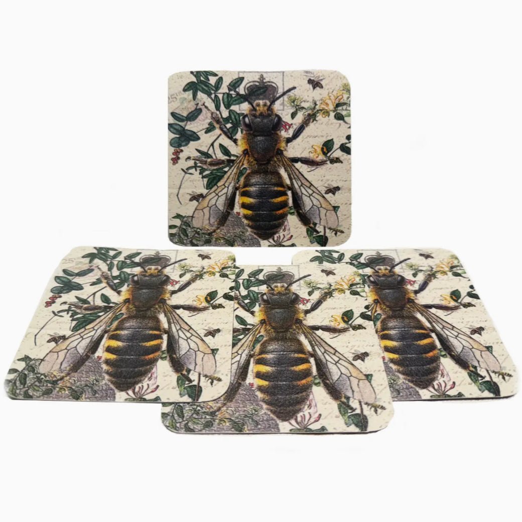 Set of Four Queen Bee Drink Coasters - Marmalade Mercantile