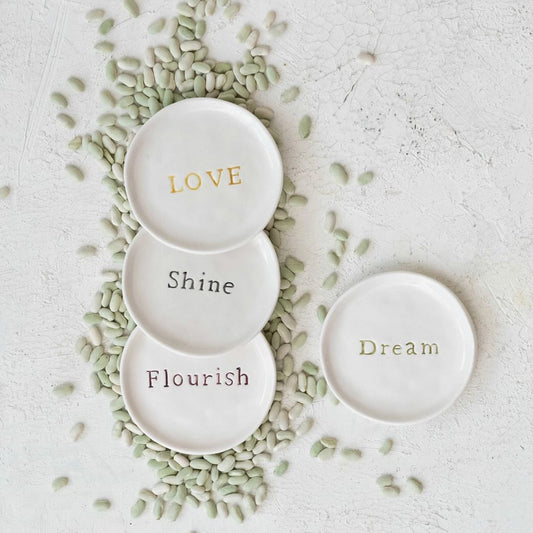 Set of Four Stoneware Mini Plates with Inspiring Words - Marmalade Mercantile