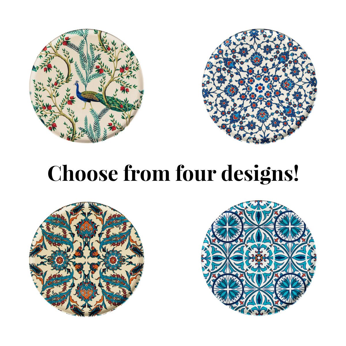 Set of Four Turkish Tin Drink Coasters CHOICE of Four Designs - Marmalade Mercantile