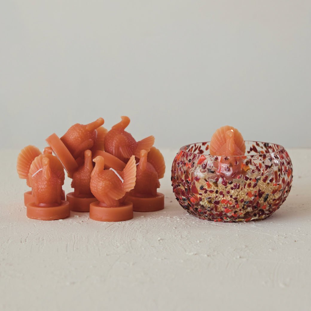 Set of Nine Unscented Thanksgiving Turkey Shaped Tealights&nbsp; - Marmalade Mercantile