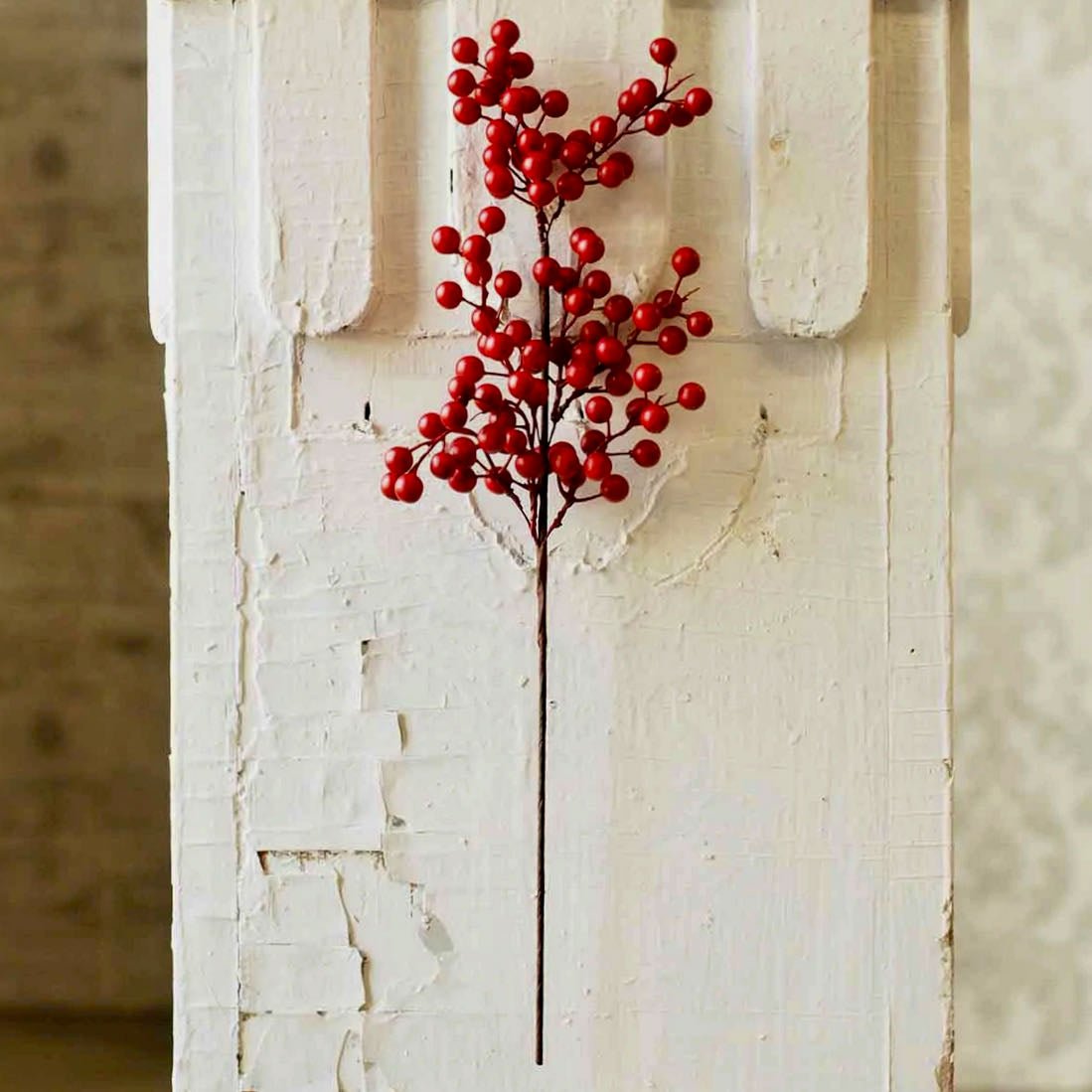 Set of SIX 18” Waterproof Deep Red Berry Stems - Marmalade Mercantile