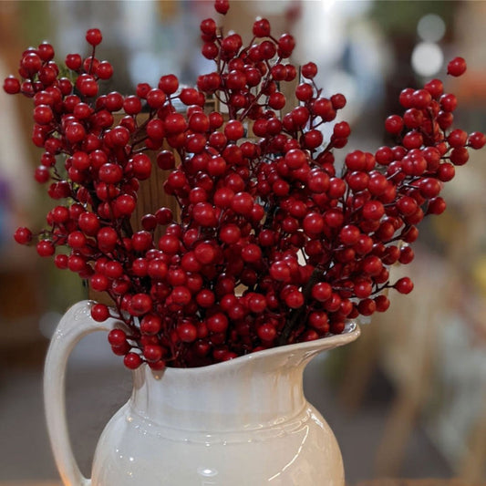 Set of SIX 18” Waterproof Deep Red Berry Stems - Marmalade Mercantile