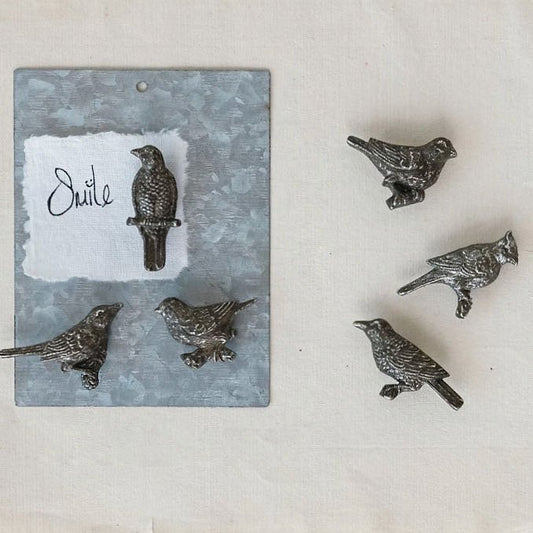 Set of Six Cast Pewter Bird Magnets - Marmalade Mercantile