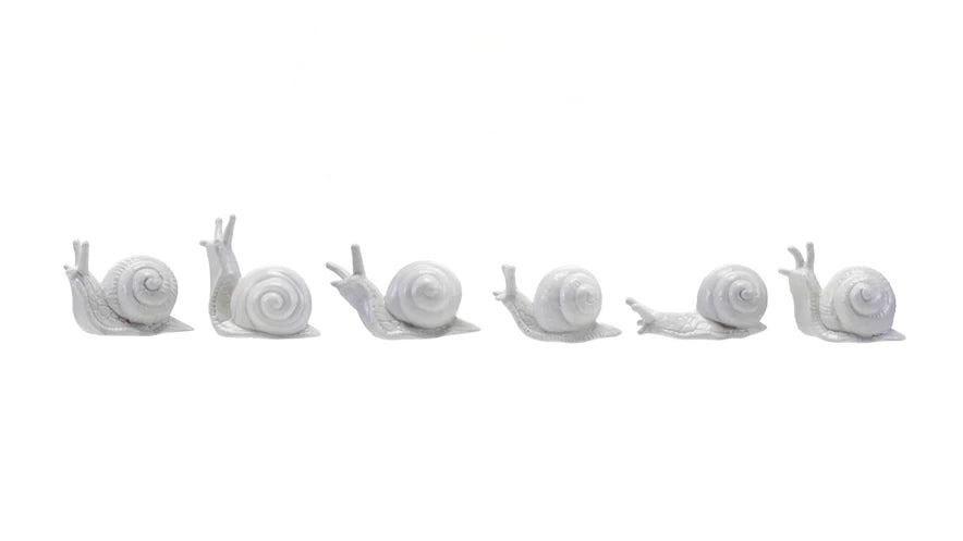 Set of Six Delightful White Stoneware Snails - Marmalade Mercantile